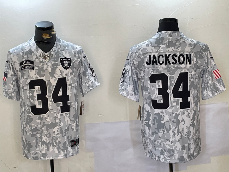 Men's Las Vegas Raiders Bo Jackson #34 Arctic Camo 2024 Salute to Service Retired Limited Jersey